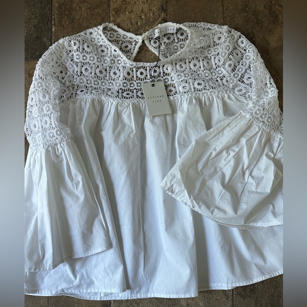 Super cute flare sleeve crochet top